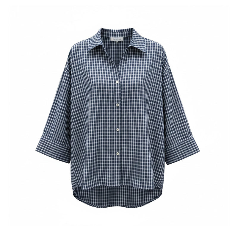Continue Amber Check Skjorte - Navy Check