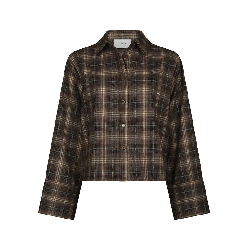 Neo Noir Jaylin Flannel check Skjorte - Dark Taupe