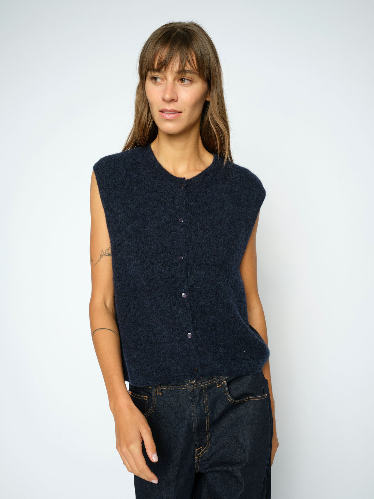Mos Mosh MMAlmine Thora Strik Vest - Salute Navy