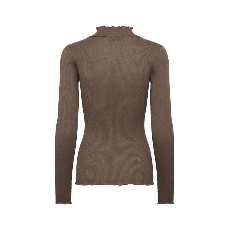 Rosemunde RWBoston Lurex LS T-neck T-shirt - Walnut