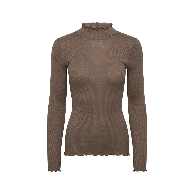 Rosemunde RWBoston Lurex LS T-neck T-shirt - Walnut