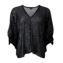 Black Colour - Black Colour Glam Wing Bluse