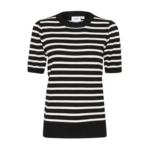 Saint Tropez  - Saint Tropez Mila SS Striped Pullover Strik