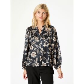 Neo Noir Canvas Flower Bluse