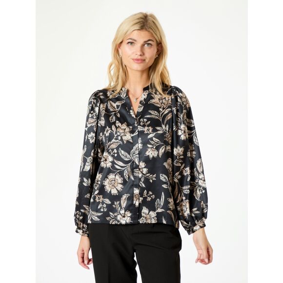 Neo Noir - Neo Noir Canvas Flower Bluse